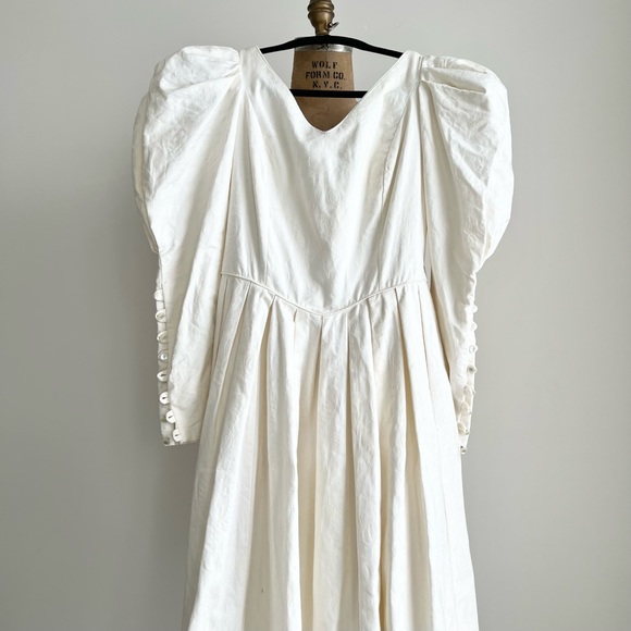 Laura Ashley Dresses & Skirts - 80s Vintage Laura Ashley Cottagecore Prairie White Dress Puff Sleeves US8 / UK10